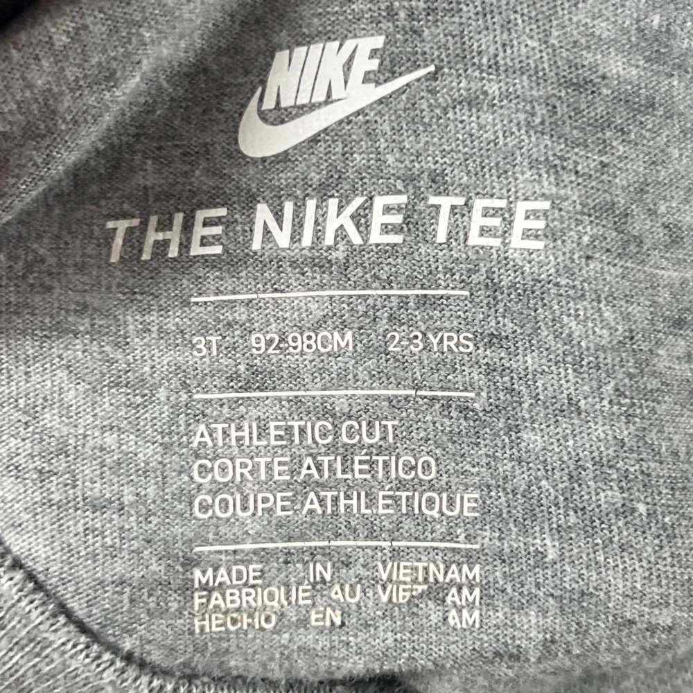 Nike Kids Gray Neon Green‎ Smily Face Swoosh Short Sleeve Sporty Shirt Boys 3T